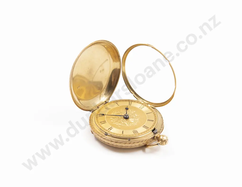 18ct Hunter Cased Key Wind Small Pocket Watch Image 1++