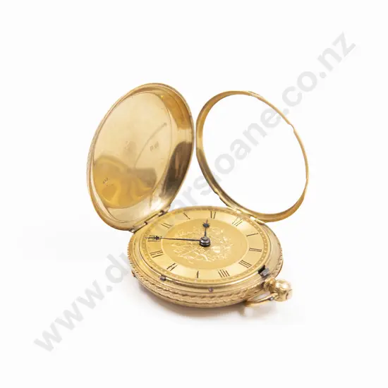 18ct Hunter Cased Key Wind Small Pocket Watch