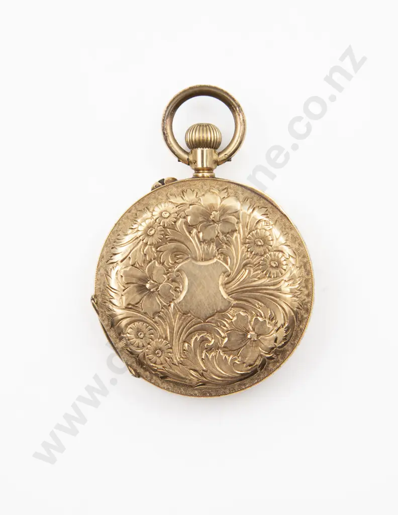 18ct Small Open Face Lever Wind Pocket Watch Image 1++