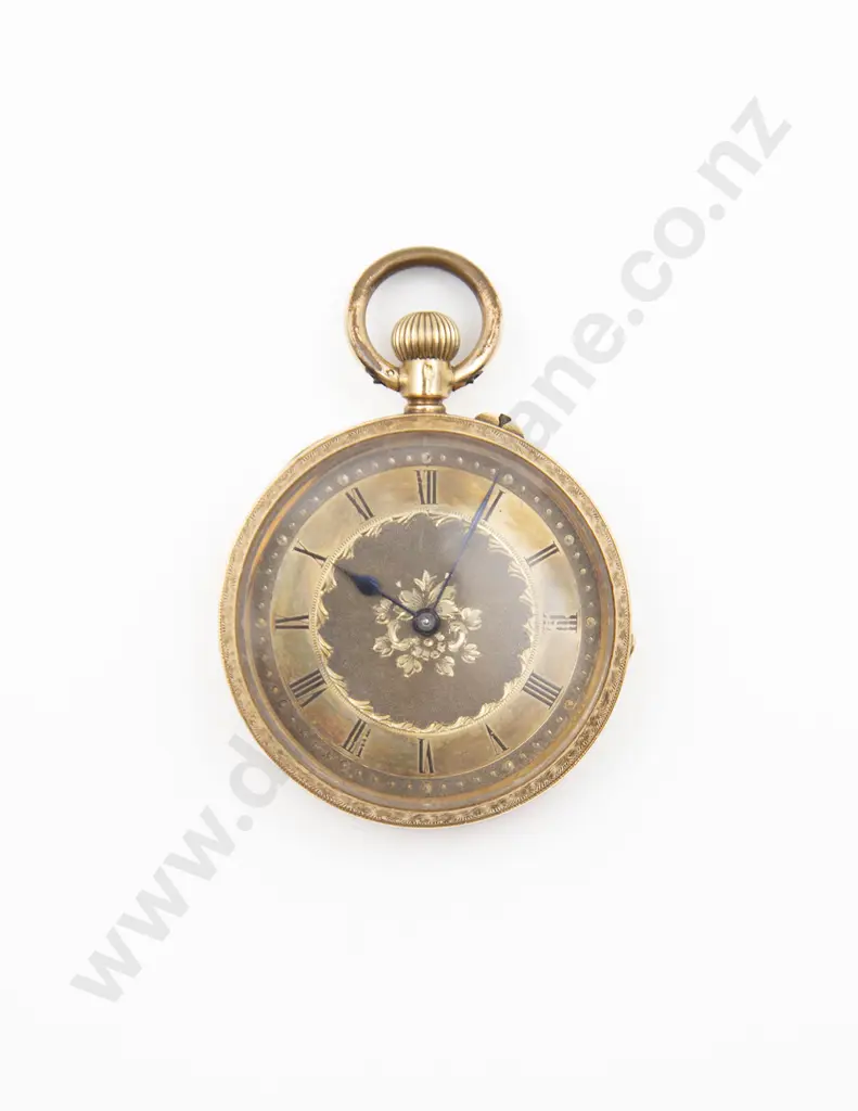 18ct Small Open Face Lever Wind Pocket Watch Image 1++