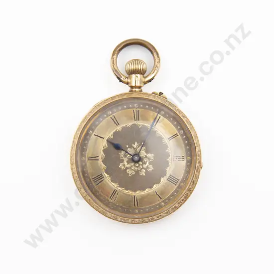 18ct Small Open Face Lever Wind Pocket Watch
