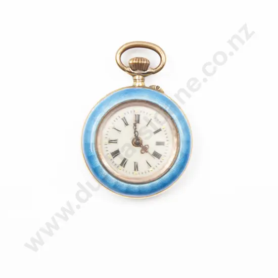 Early C20th .900 Silver Gilt and Enamel Open Face Fob Watch