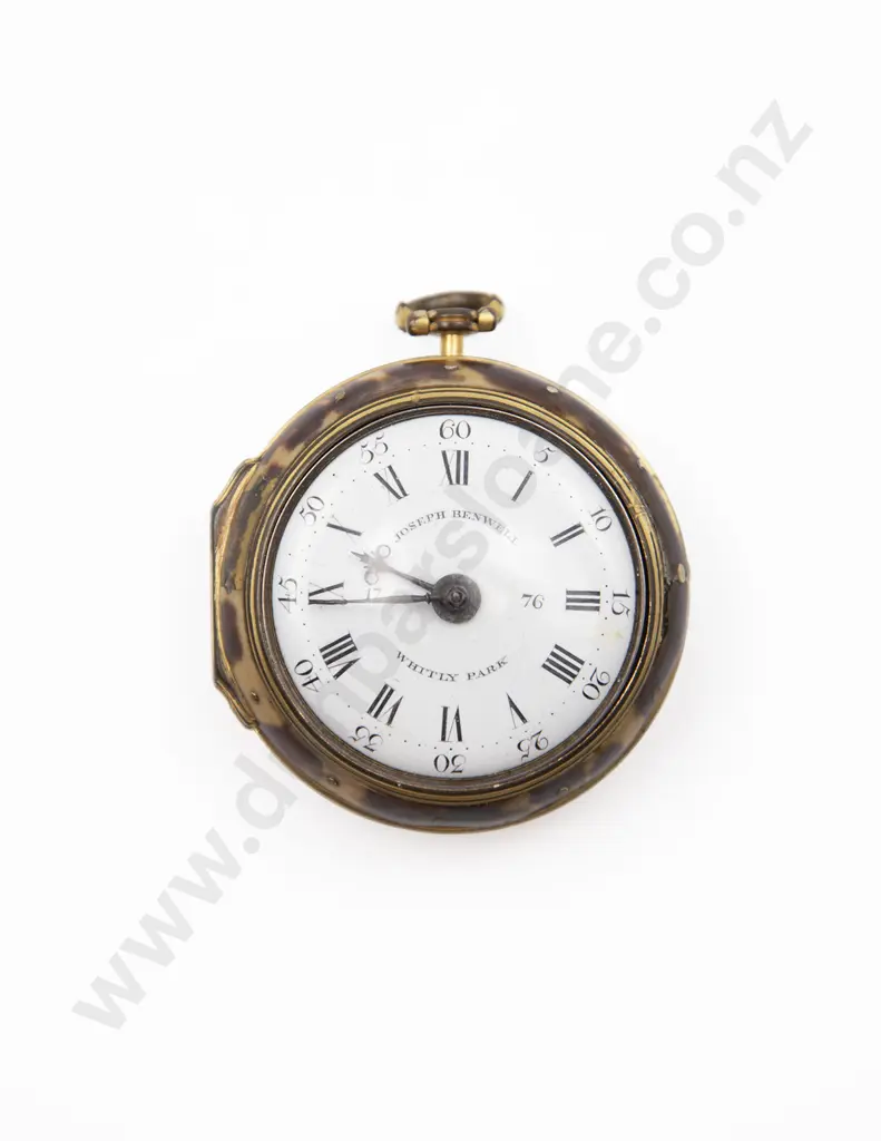 S/S and Tortoise Shell Pair Cased Key Wind Pocket Watch Image 1++