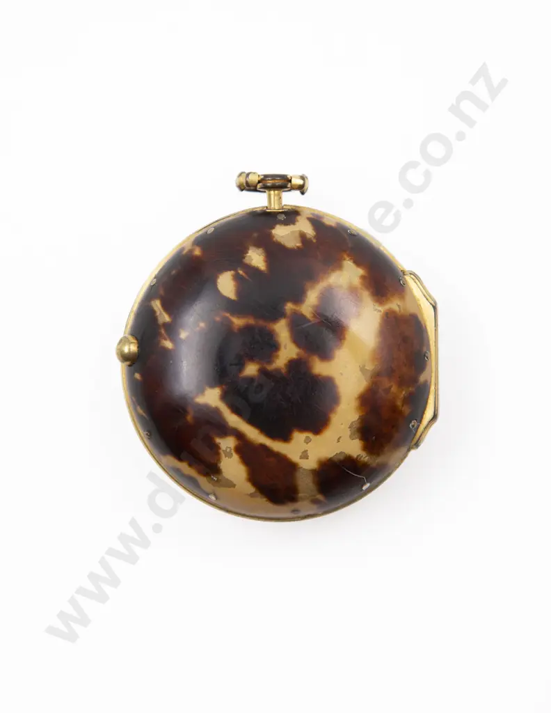 S/S and Tortoise Shell Pair Cased Key Wind Pocket Watch Image 1++