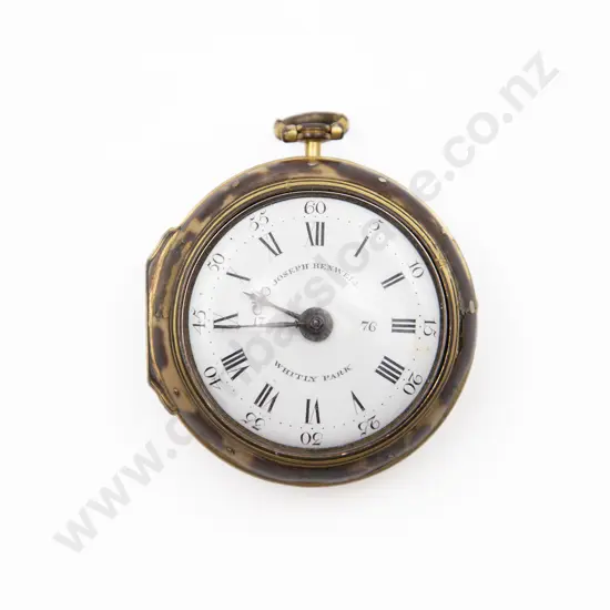 S/S and Tortoise Shell Pair Cased Key Wind Pocket Watch