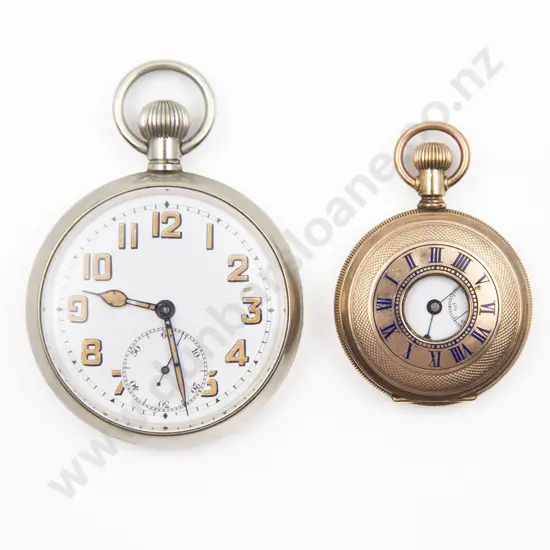 Early C20th Rolex Chrome Plated Open Face Lever Wind Pocket Watch