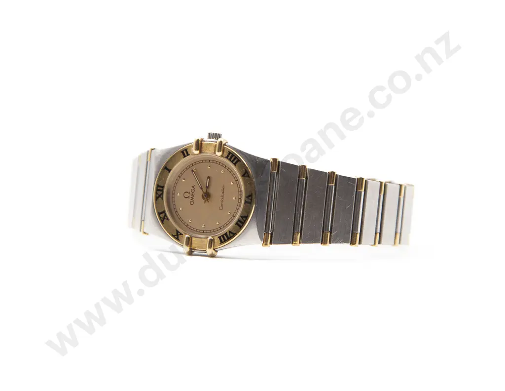 Omega Constellation Quartz All Stainless Steel & Gold Ladies Wrist Watch Image 1++