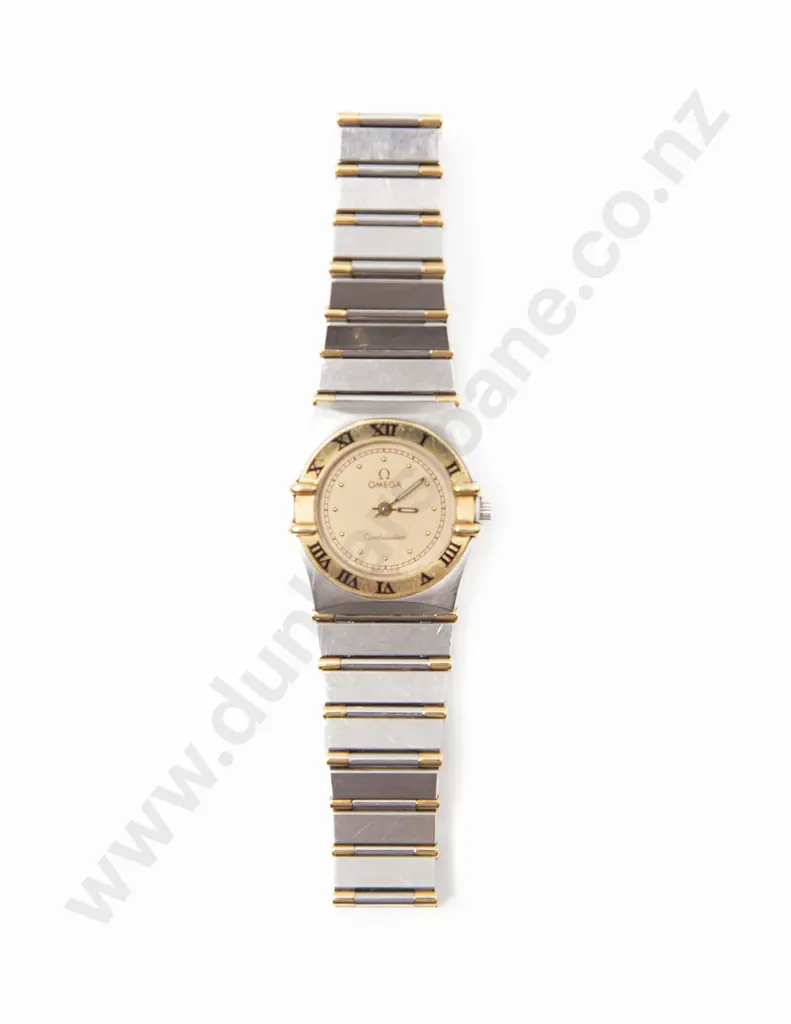 Omega Constellation Quartz All Stainless Steel & Gold Ladies Wrist Watch Image 1++