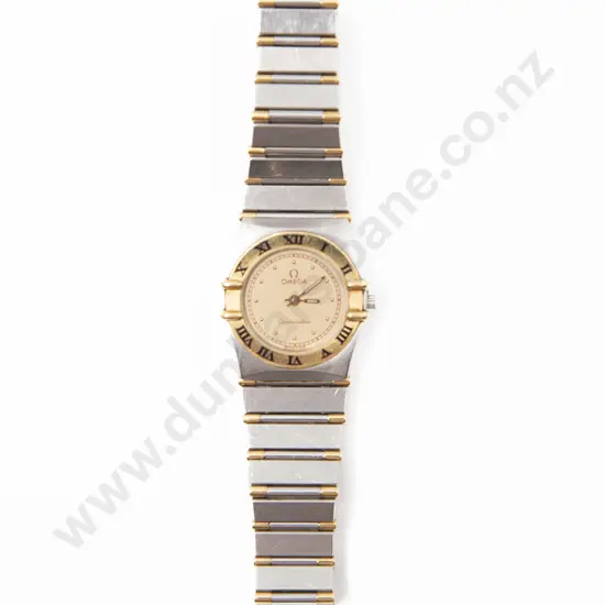 Omega Constellation Quartz All Stainless Steel & Gold Ladies Wrist Watch