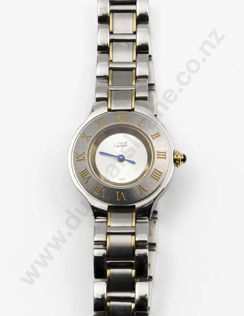 C1990 Must De Cartier 21 Quartz All Stainless Steel Ladies Wrist Watch Image 1++