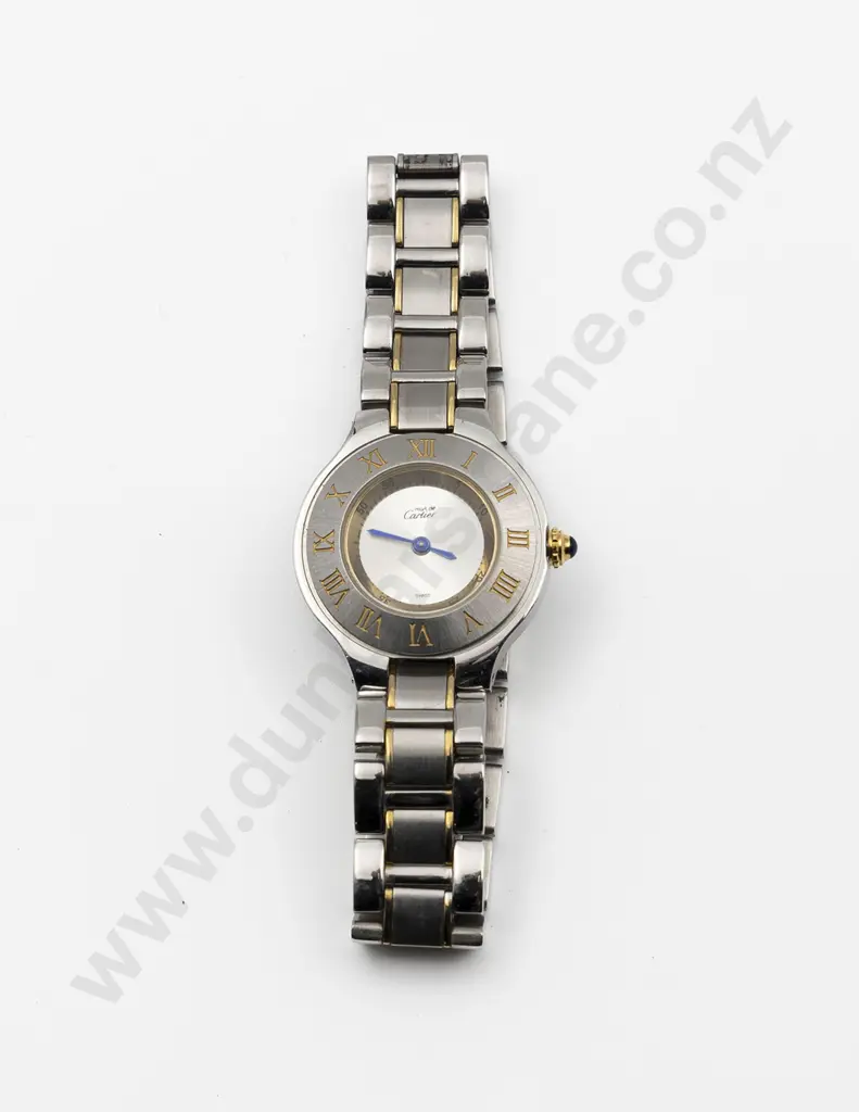 C1990 Must De Cartier 21 Quartz All Stainless Steel Ladies Wrist Watch Image 1++