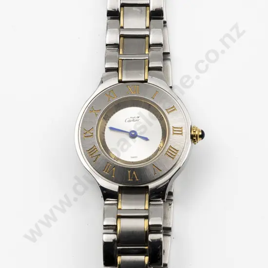 C1990 Must De Cartier 21 Quartz All Stainless Steel Ladies Wrist Watch