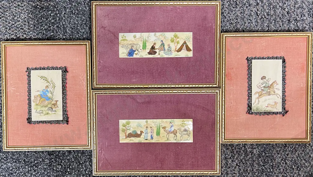 Four Assorted Mughal Works on Ivory Image 1++
