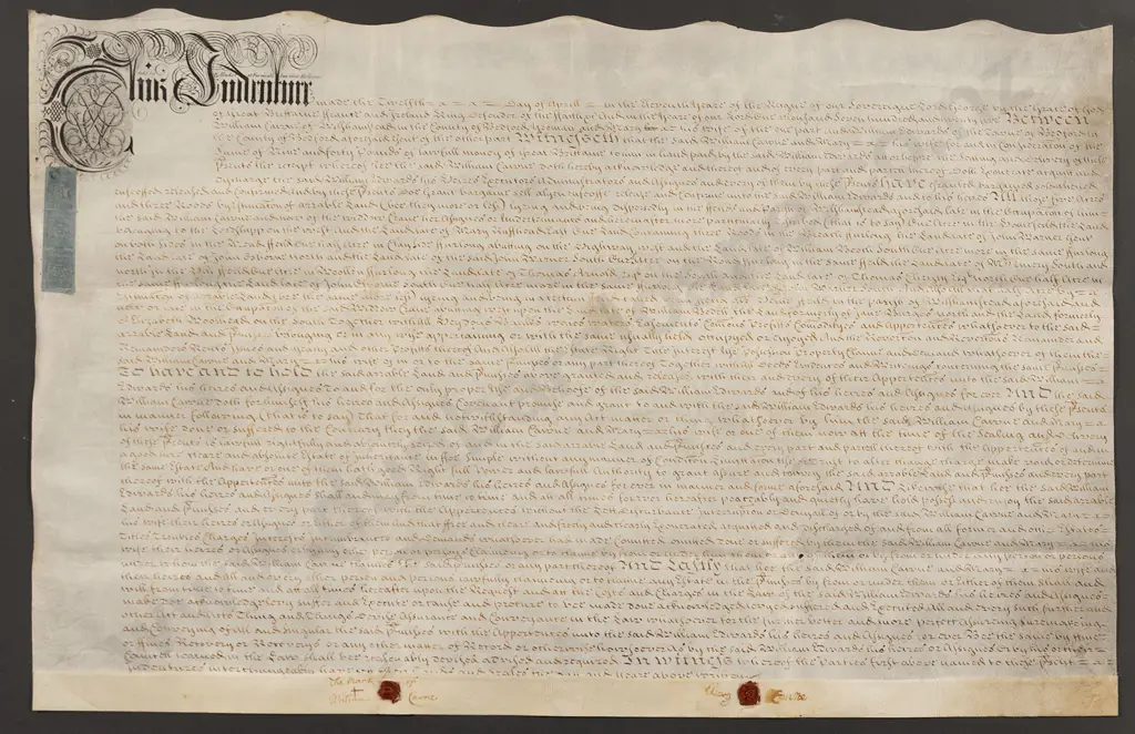Framed Indenture Dated 1775 Image 1++
