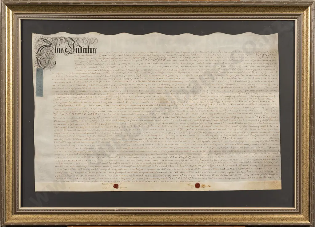 Framed Indenture Dated 1775 Image 1++