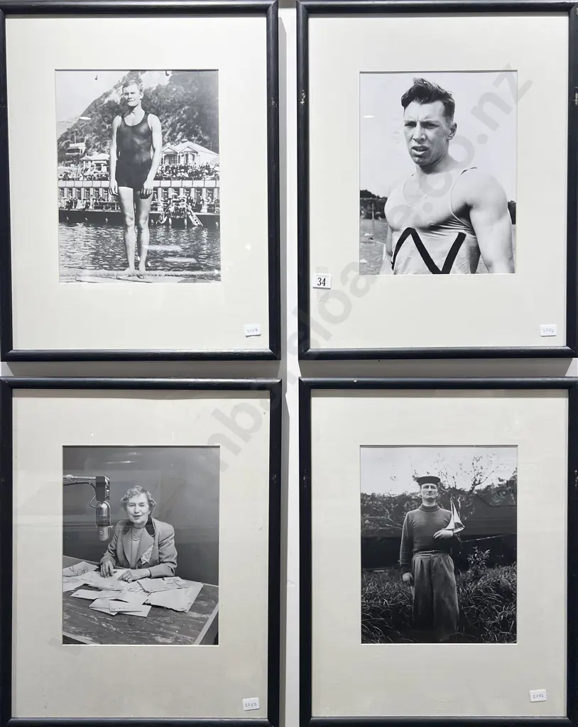 Four Black and White Photographic Prints of NZ Personalities Image 1++