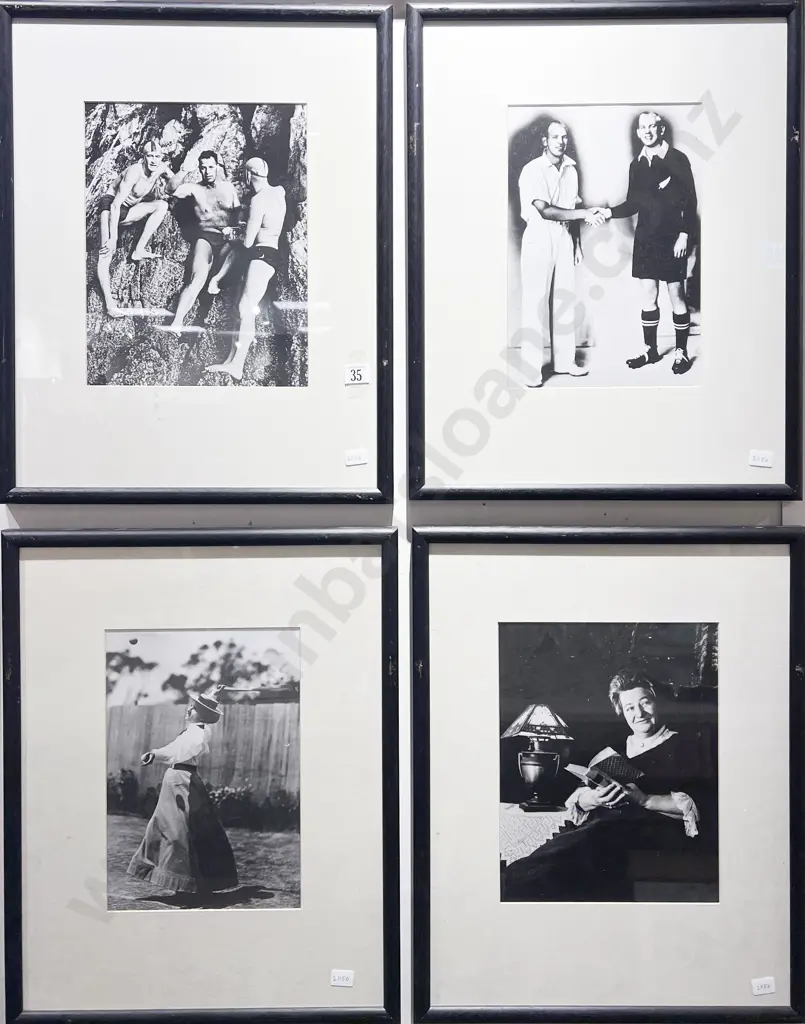Four Black and White Photographic Prints of NZ Personalities Image 1++