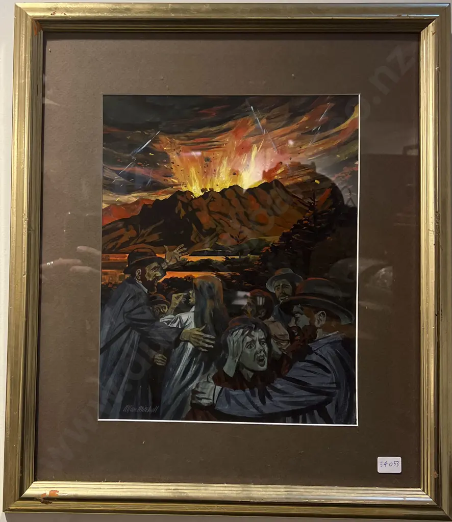 Allan Mitchell - Scene from Tarawera Eruption - Oil on Board Image 1++