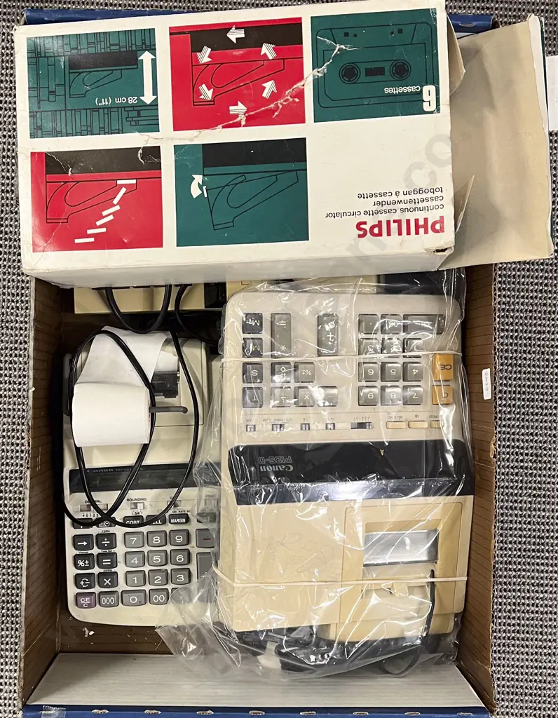 Quantity of Assorted Electronics Including Vintage Desk Calculators Image 1++