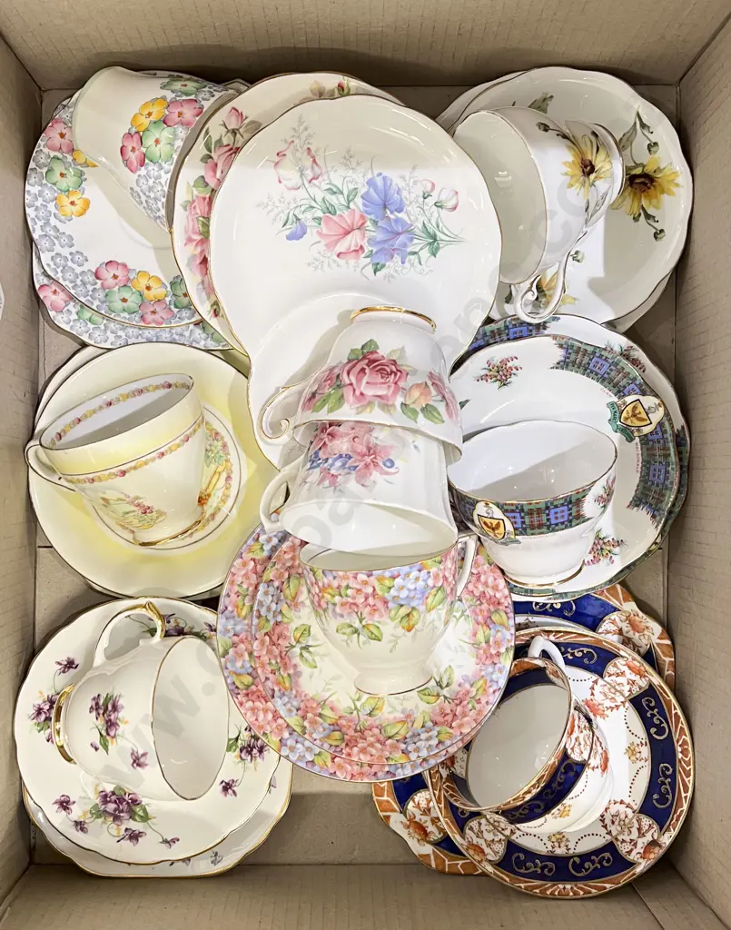 Box of Mostly Fancy China Trios Image 1++