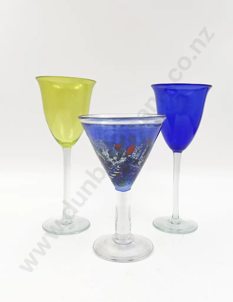 Two Hoglund Art Glass Wine Glasses with Costa Boda Glass Image 1++