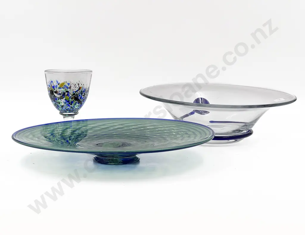 Three Pieces of Assorted Art Glass Including Hoglund Goblet Image 1++