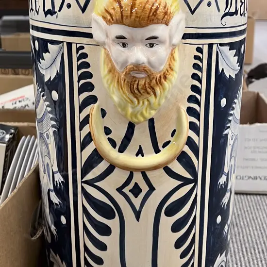 Large Ceramic Blue and White Stick Stand