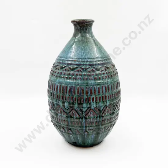 Blue Glazed Terracotta Vase