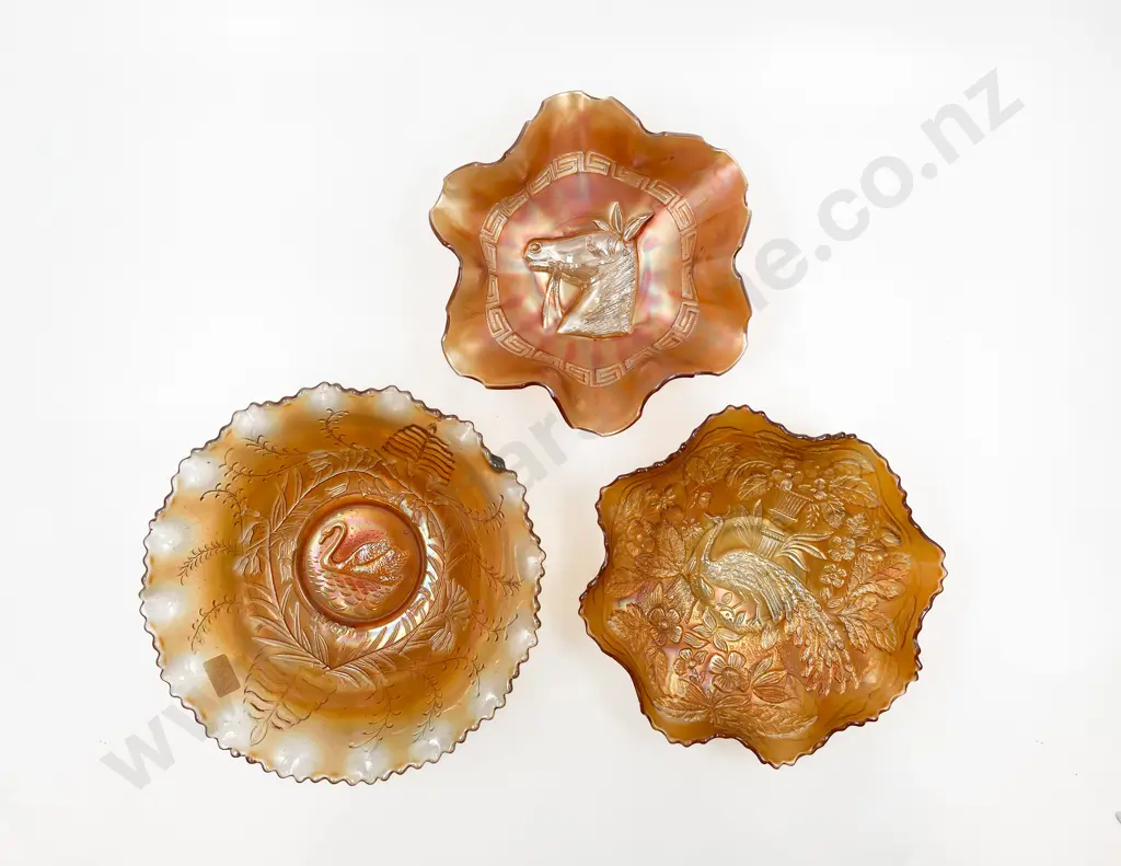 Three Pieces of Assorted Carnival Glass Image 1++