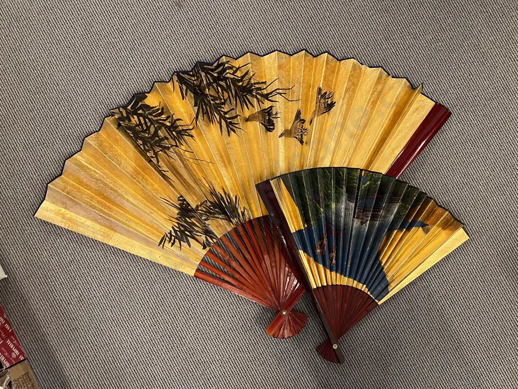 Two Hand Painted Decorative Fans Image 1++