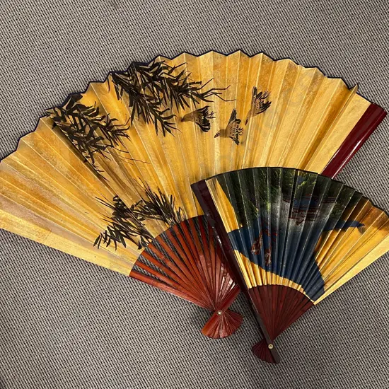 Two Hand Painted Decorative Fans