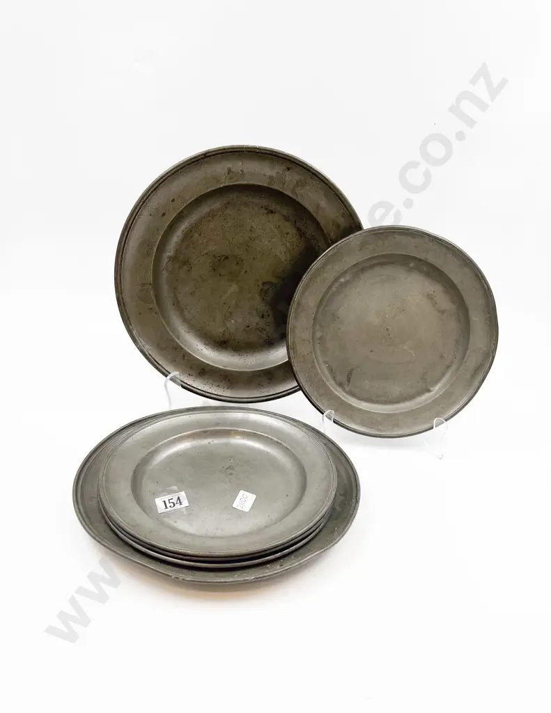Six Assorted English Pewter Plates Image 1++