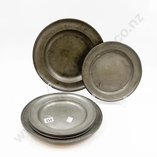 Six Assorted English Pewter Plates
