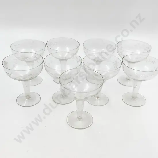 Nine Hollow Stemmed Champagne Glasses
