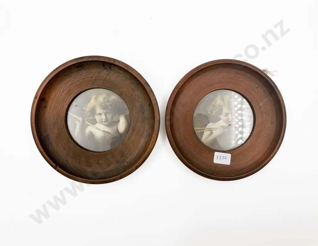 Pair of Oval Framed Vintage Coloured Prints Image 1++
