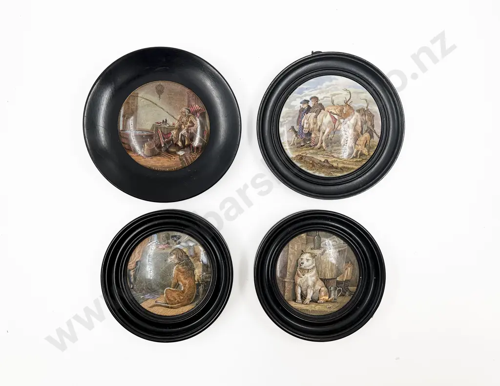 Four Circular Framed Victorian Pot Lids Image 1++