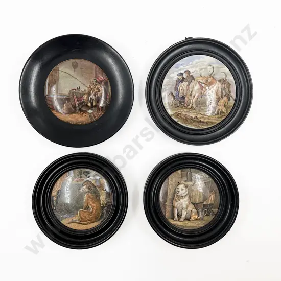 Four Circular Framed Victorian Pot Lids