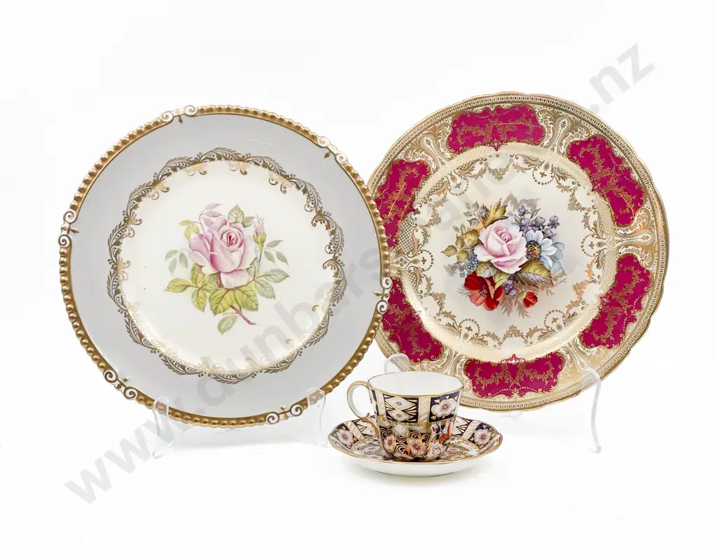 Aynsley Imari Pattern Coffee Cup and Saucer Together with Two Aynsley Fancy China Plates Image 1++