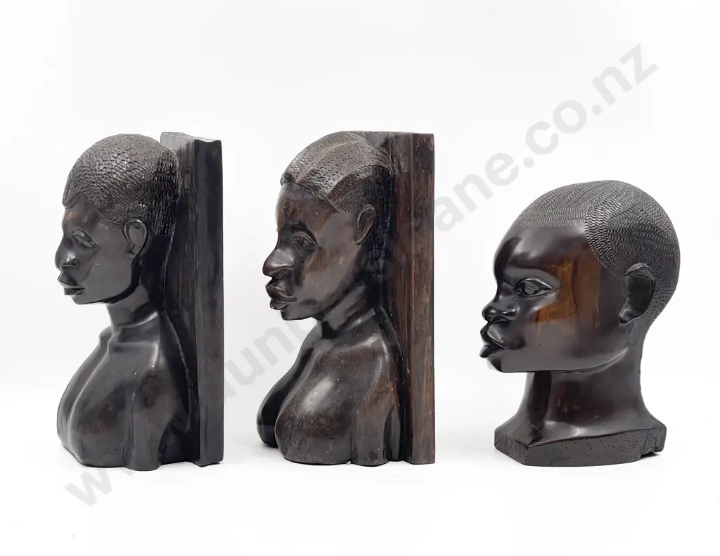 African Bust Together with Figural Bookends Image 1++
