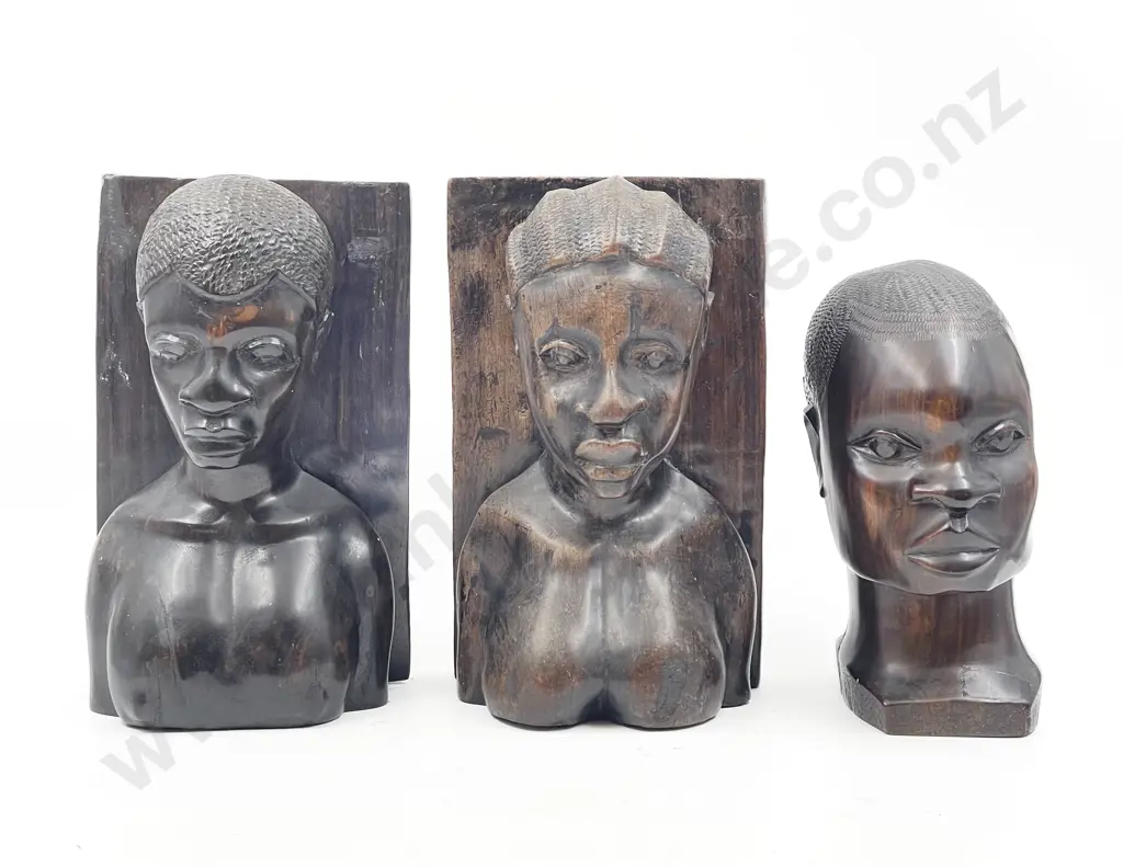 African Bust Together with Figural Bookends Image 1++