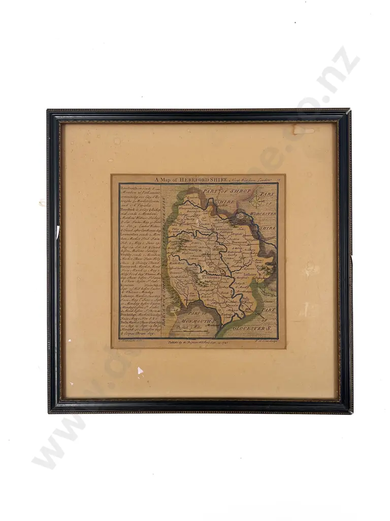 Vintage Framed Map of Herefordshire Image 1++