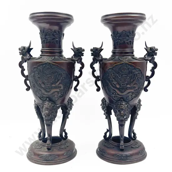 Pair of Bronze Asian Vases