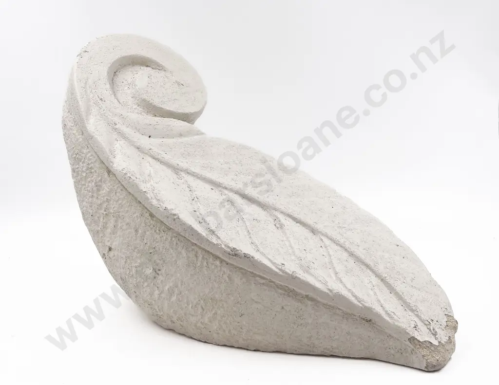 White Painted Concrete Leaf Form Garden Ornament Image 1++