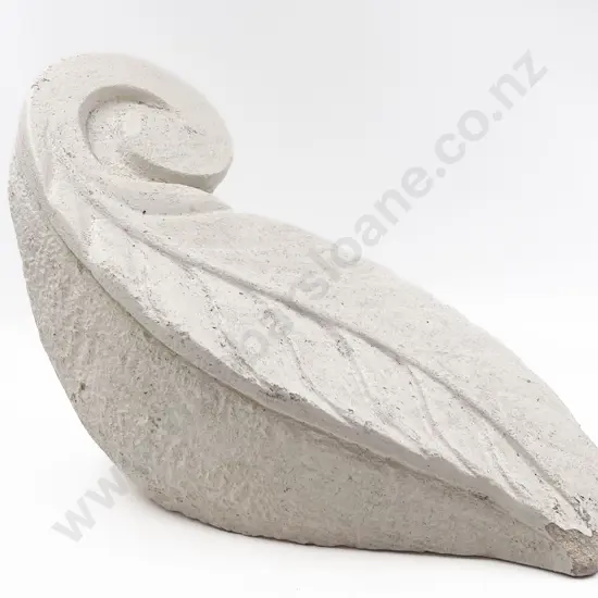 White Painted Concrete Leaf Form Garden Ornament