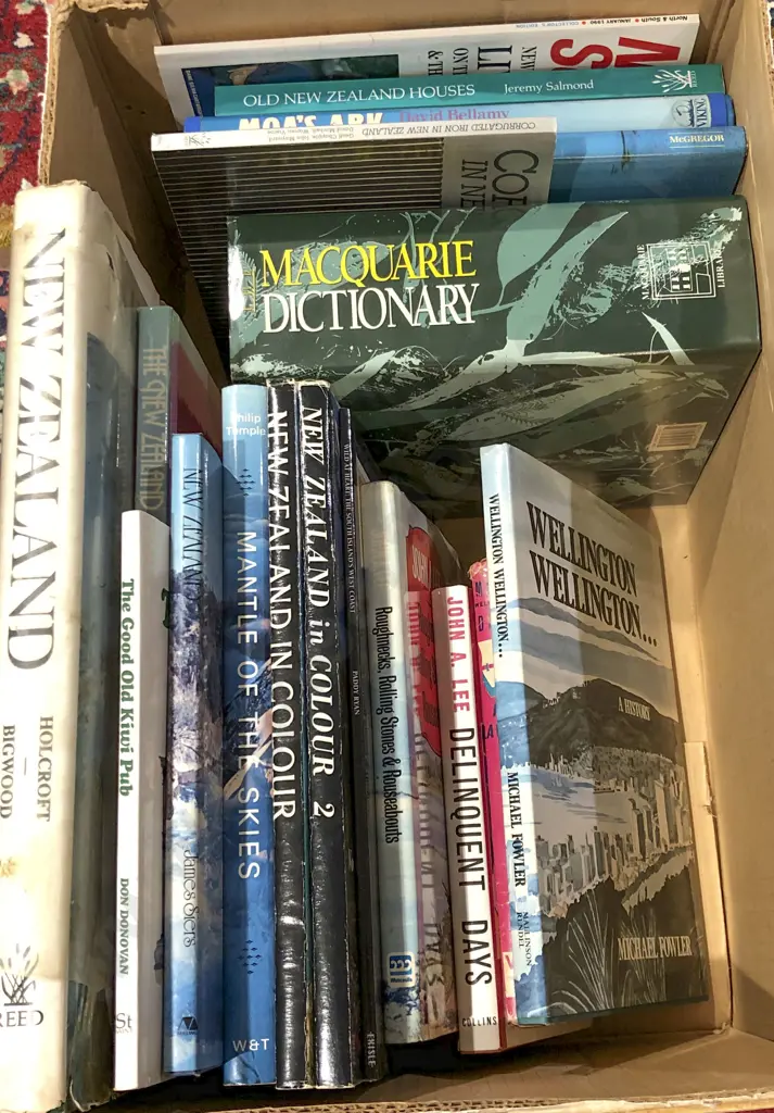 Box of Assorted NZ Reference Volumes Including Two Copies of Weekly News Featuring Kuia with Moko Image 1++