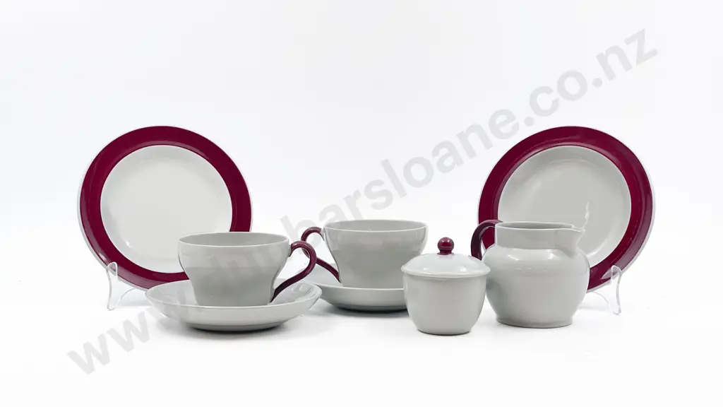 Pair of Wedgwood Trios with Matching Sugar and Cream Image 1++