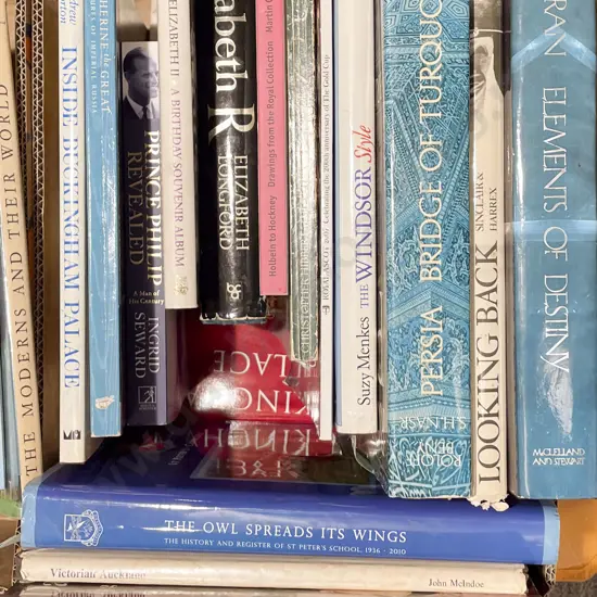 Box of Assorted Books Including Monarchy Reference