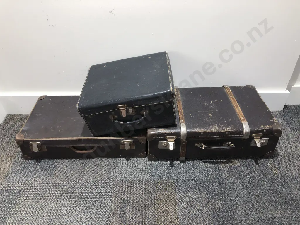 Two Vintage Suitcases with Travel Case Image 1++