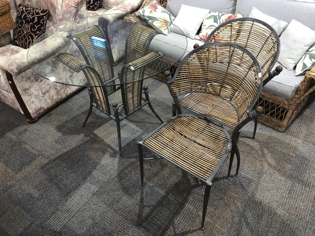 Glass Top Table with Two Matching Chairs Image 1++