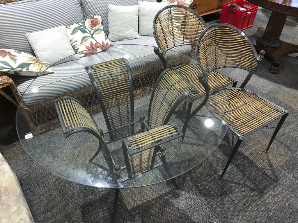 Glass Top Table with Two Matching Chairs Image 1++